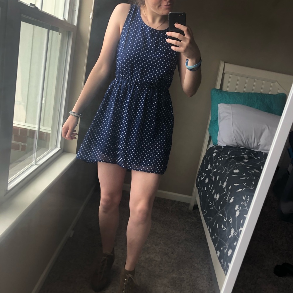 Blue polka dot dress